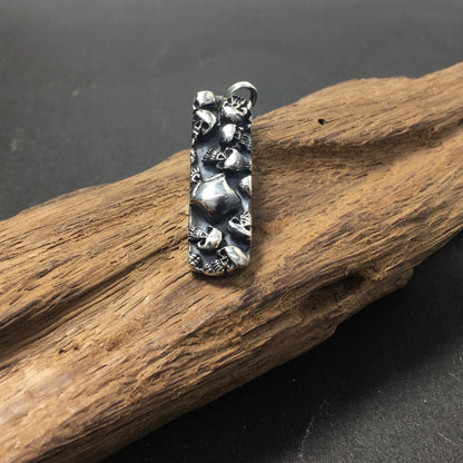 Sterling Silver Small Rectangle Skull Pendant