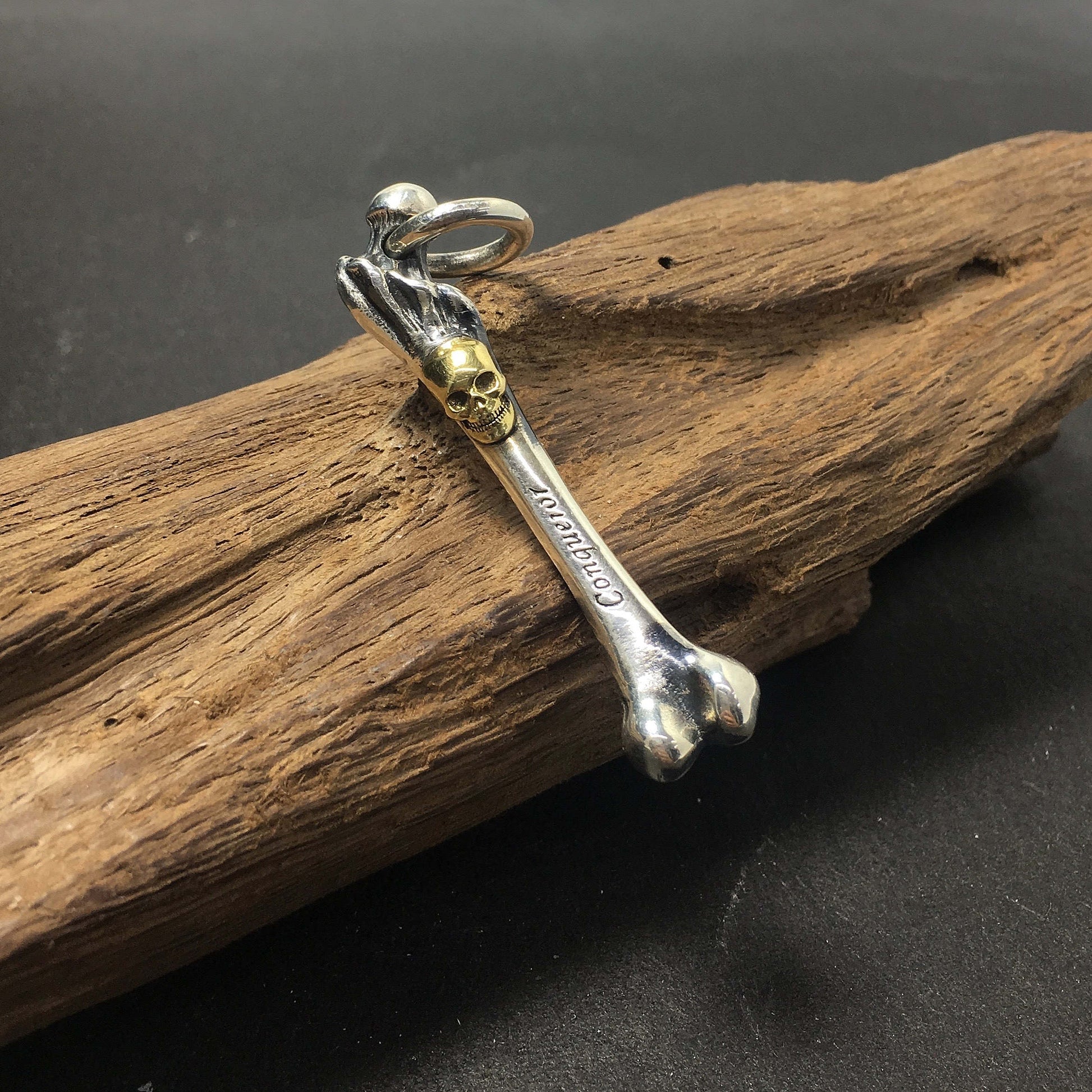 Time Bone 925 Silver Handmade Bone Pendant