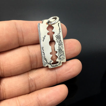 Sterling Silver Razor Blade Pendant