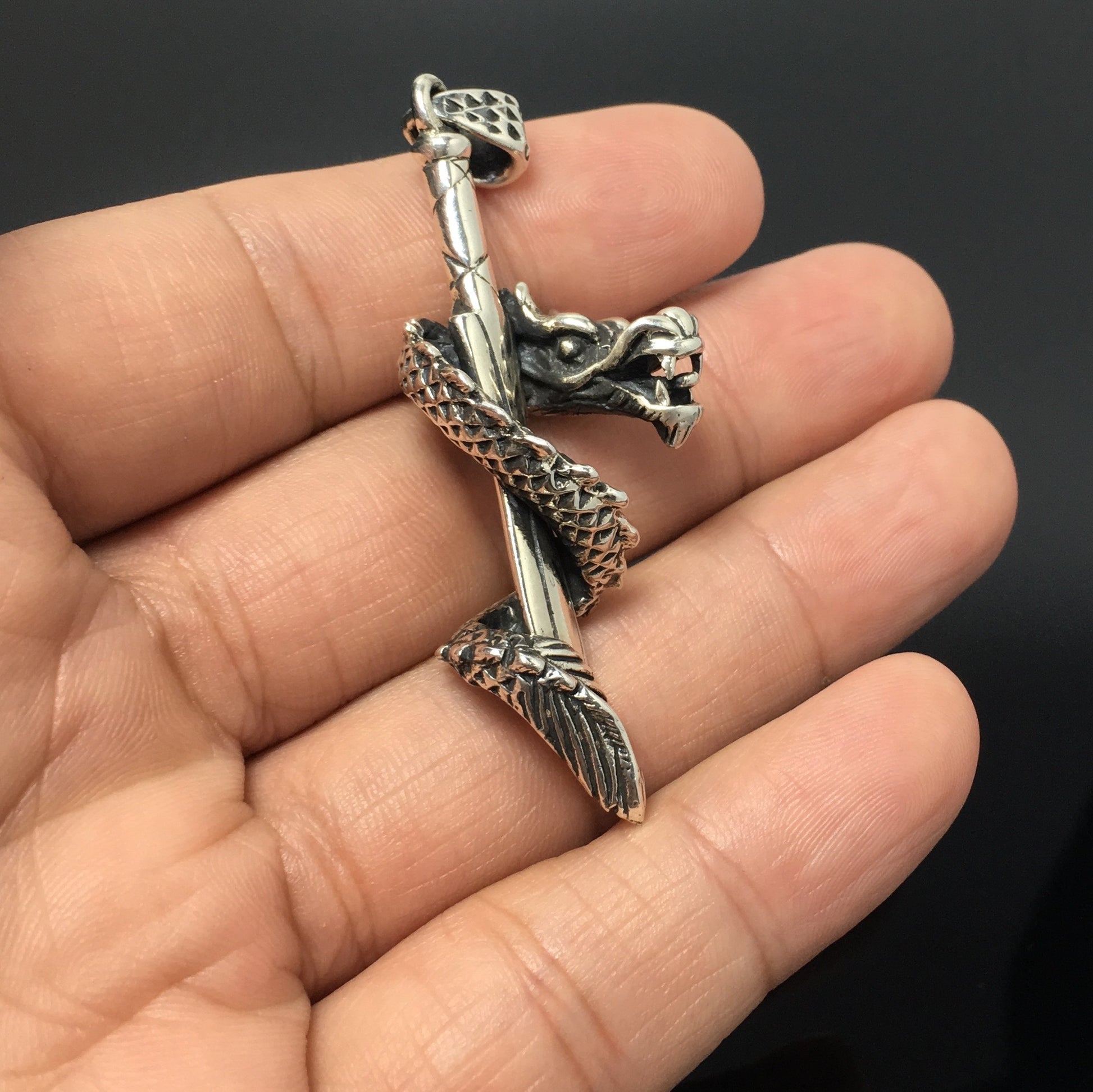 Dragon Sword 925 Sterling Silver Pendant