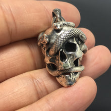 Load image into Gallery viewer, Retro Snake Skull 925 Sterling Silver Pendant
