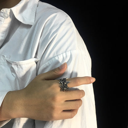 Vintage Sterling Silver 3 Interlocking Star Ring Jewelry