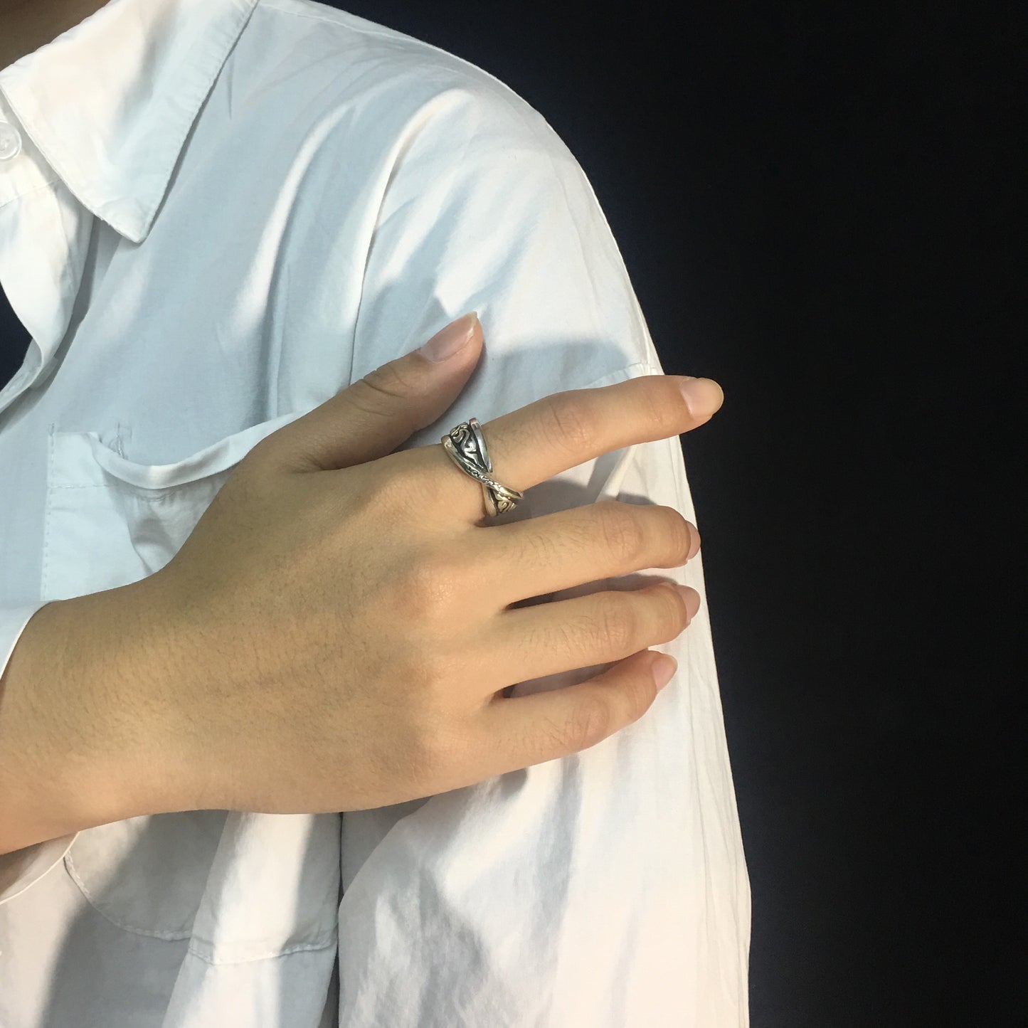 Vintage 925 Sterling Silver Ring Hip Hop Rock Biker Jewelry Ring