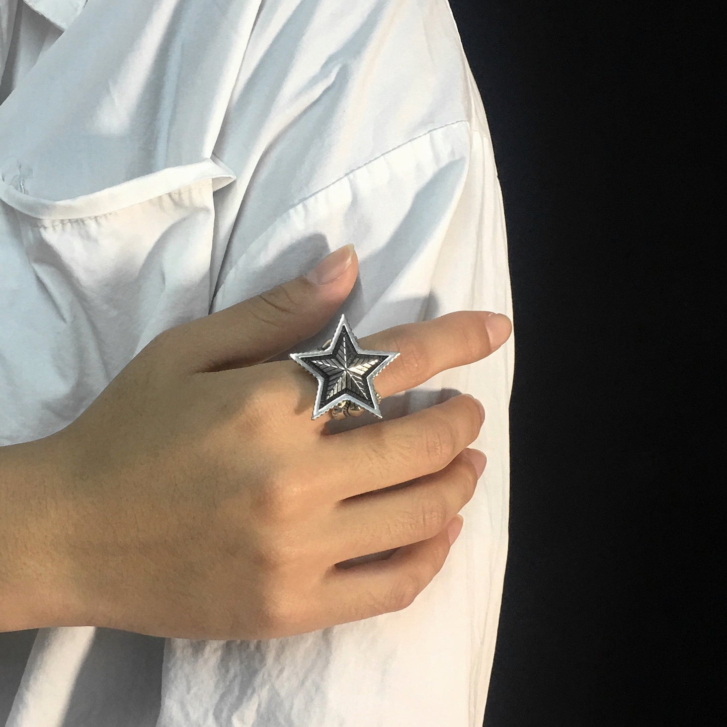 Sterling Silver Double Star Ring