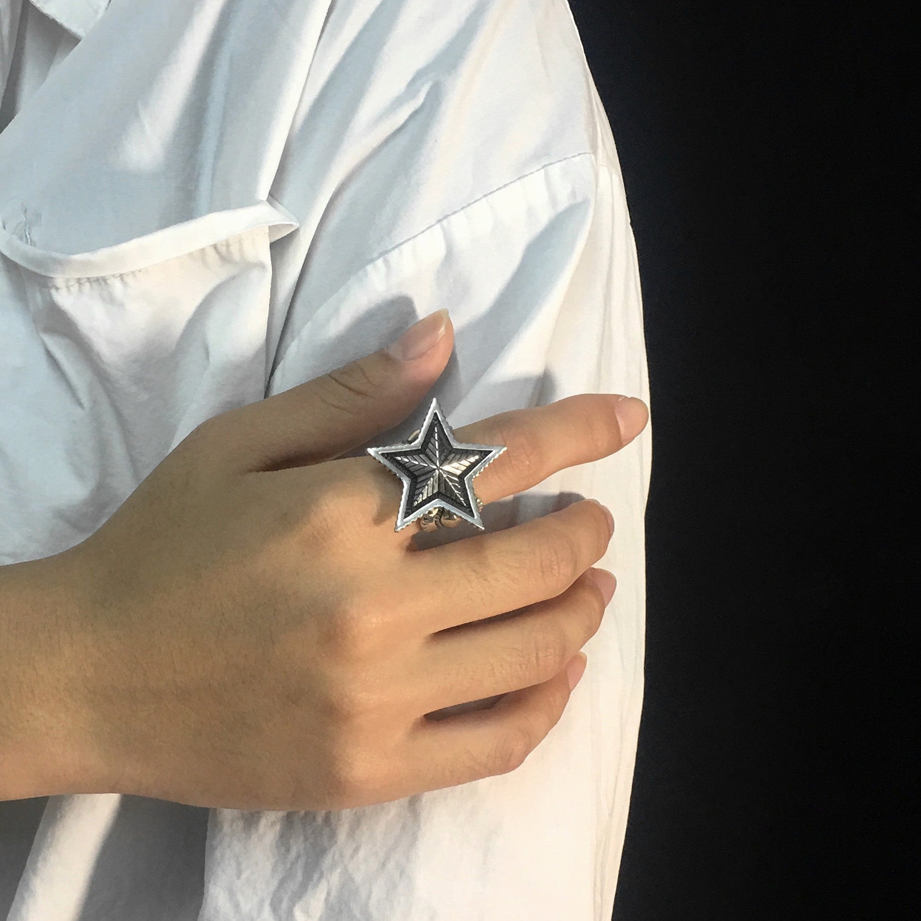 Sterling Silver Double Star Ring