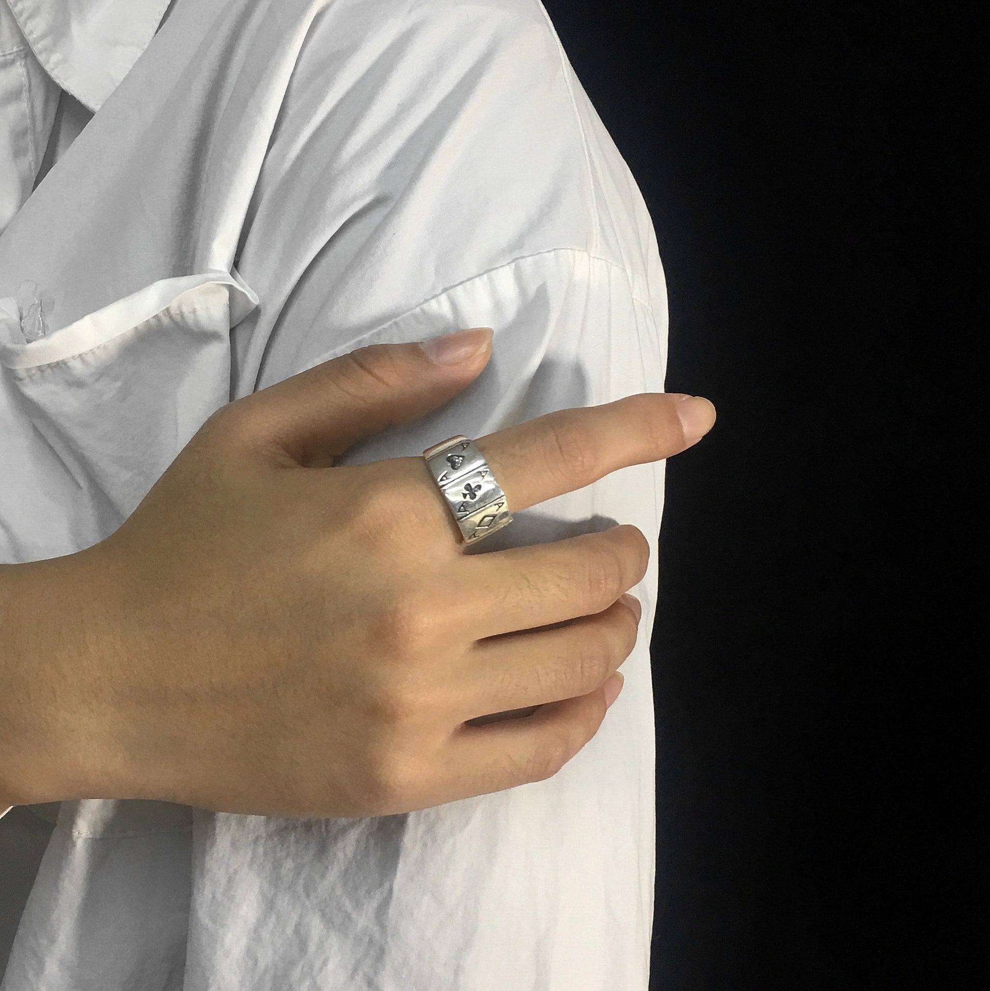 Sterling Silver Playing Card Poker Ring