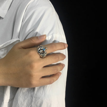 Vintage Sterling Silver Cross Turquoise Ring