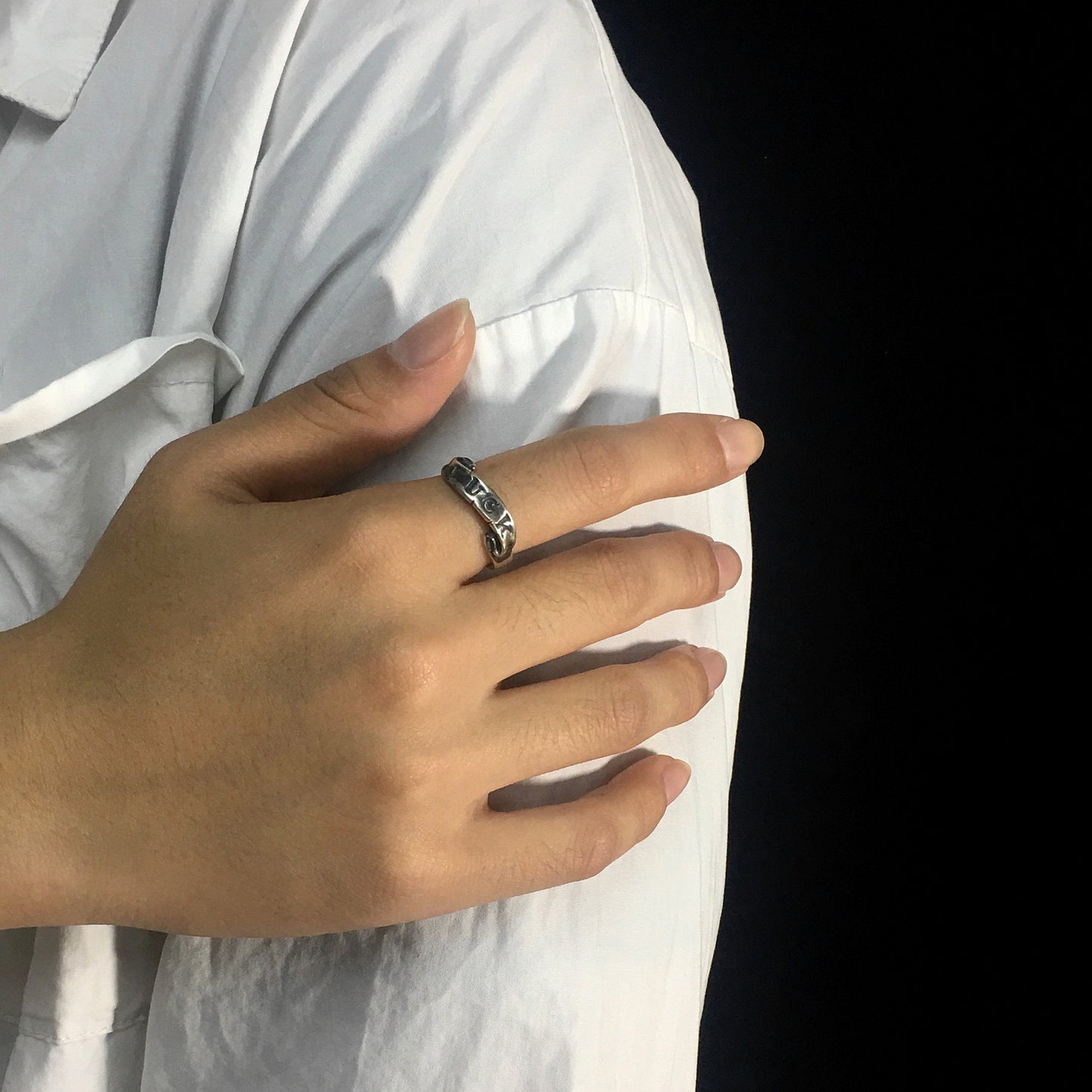 925 Sterling Silver Letter Vintage Ring