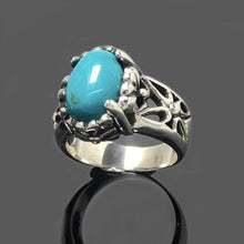 Load image into Gallery viewer, Turquoise 925 Sterling Silver Oval Gemstone Ring Jewellery
