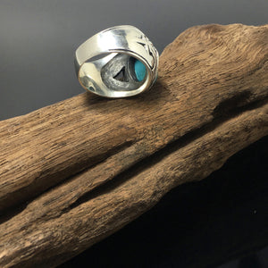 Sterling Silver Genuine Boho Oval Turquoise Ring