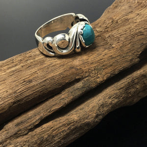 Wave Oval Turquoise Meditation Anxiety Ring