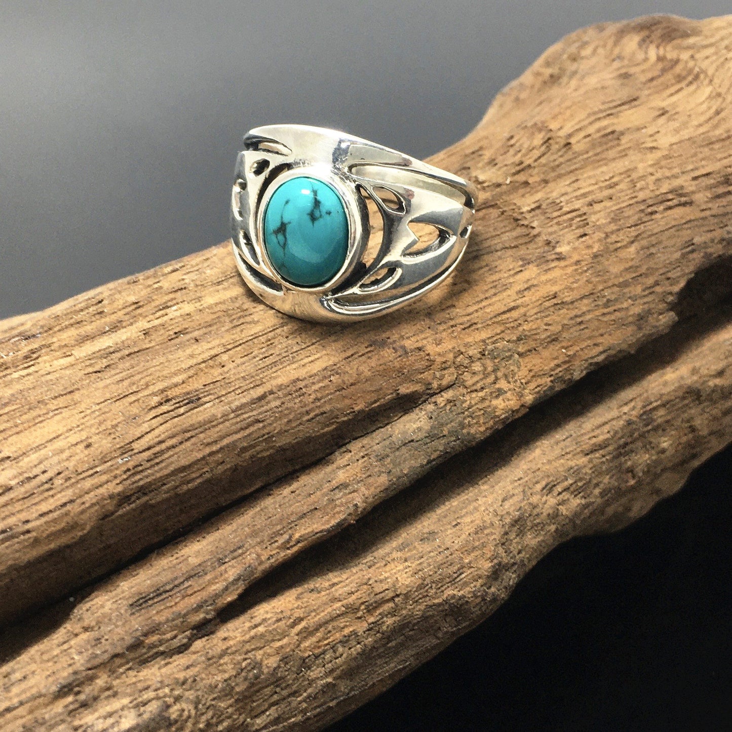 Native American Turquoise Silver Ladies Men Ring Pretty Sterling Design