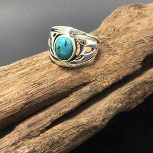 Native American Turquoise Silver Ladies Men Ring Pretty Sterling Design