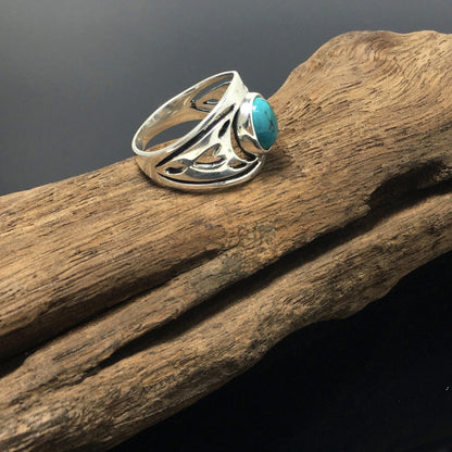Native American Turquoise Silver Ladies Men Ring Pretty Sterling Design