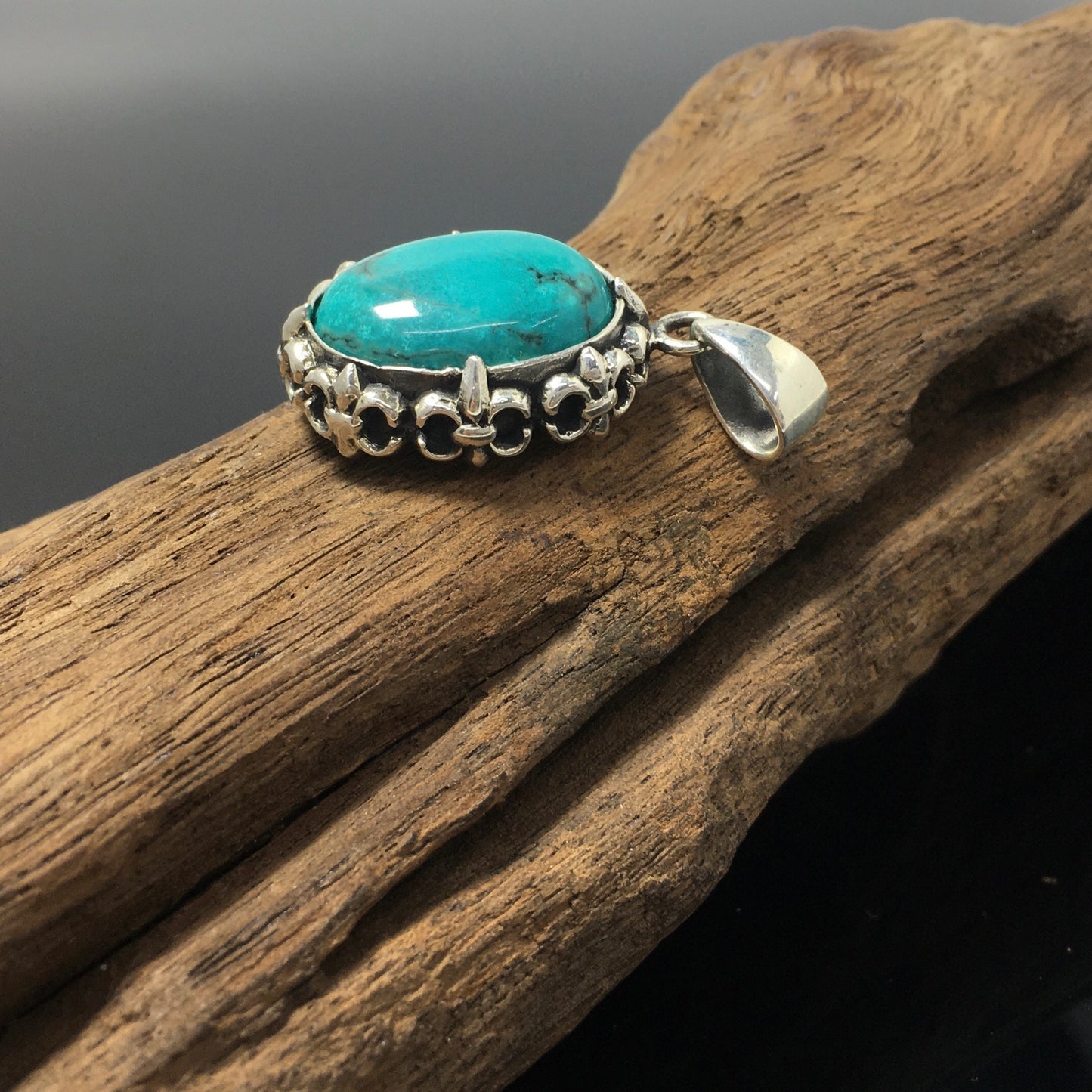 Sterling Silver Oval Turquoise Pendant Handmade Jewellery