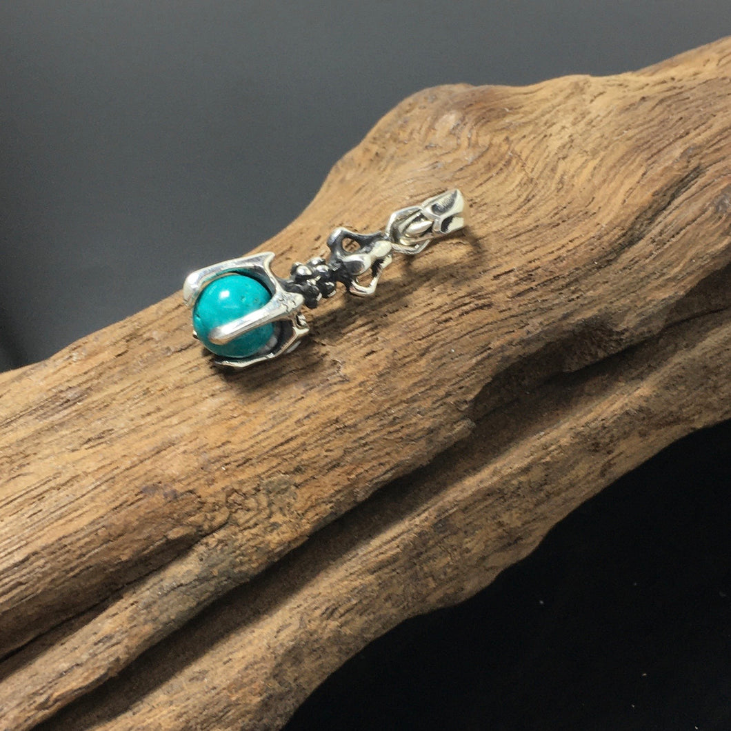 Round Shape Turquoise Sterling Silver Pendant