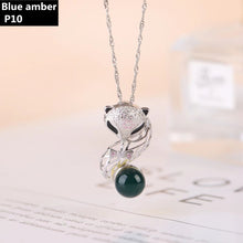 Load image into Gallery viewer, S925 Silver Natural Blue Amber Pendant ABDJ-P039
