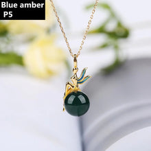 Load image into Gallery viewer, S925 Silver Natural Blue Amber Pendant ABDJ-P034
