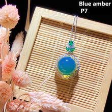 Load image into Gallery viewer, S925 Silver Natural Blue Amber Pendant ABDJ-P036
