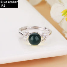 Load image into Gallery viewer, S925 Silver  Natural Blue Amber Ring ABDJ-R017
