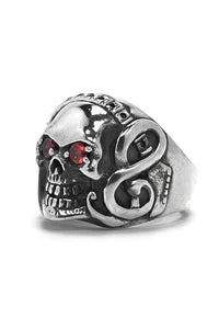 925 Sterling Silver Skull Skeleton Guitar Gothic Ring
