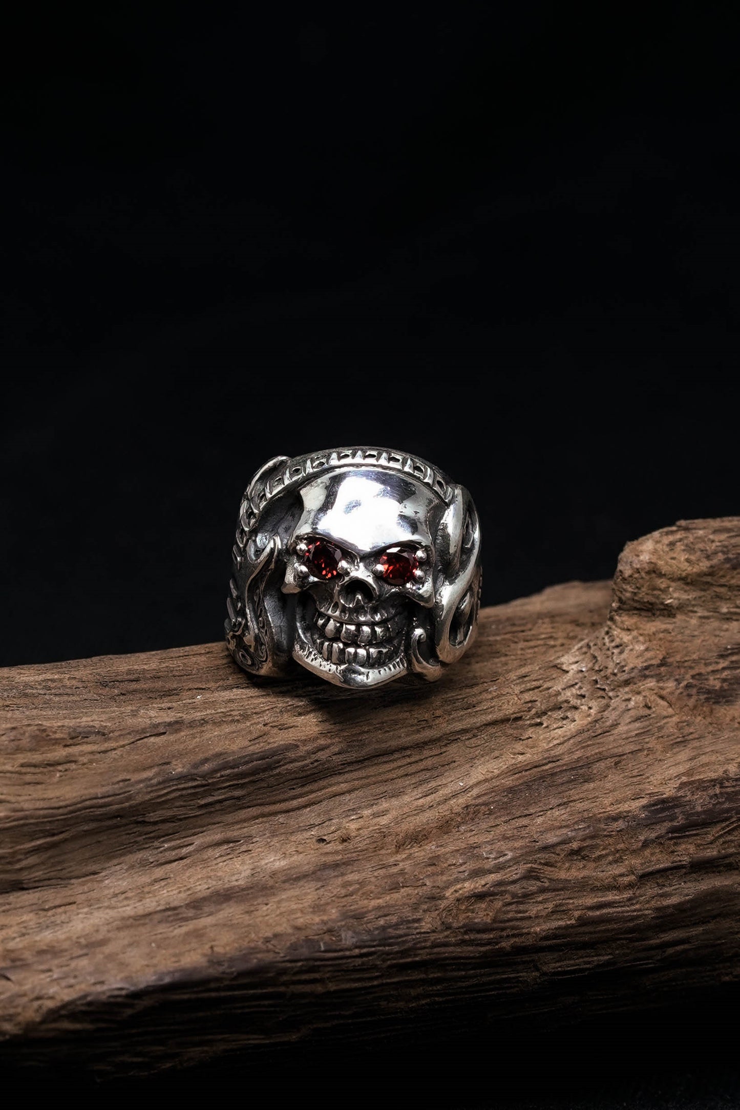 925 Sterling Silver Skull Skeleton Guitar Gothic Ring