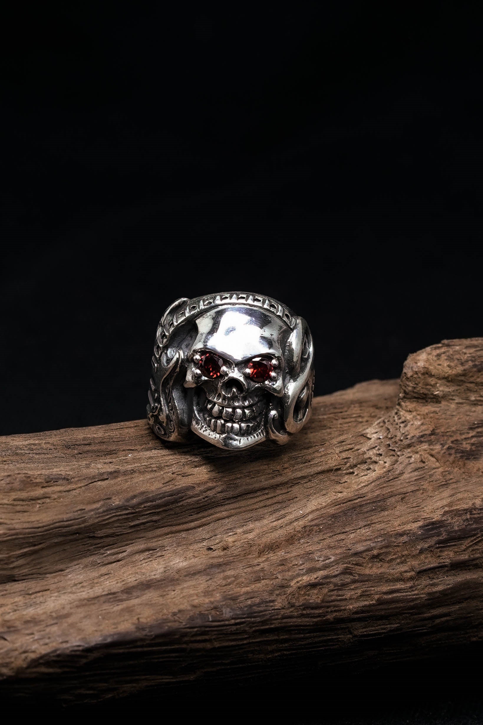 925 Sterling Silver Skull Skeleton Guitar Gothic Ring
