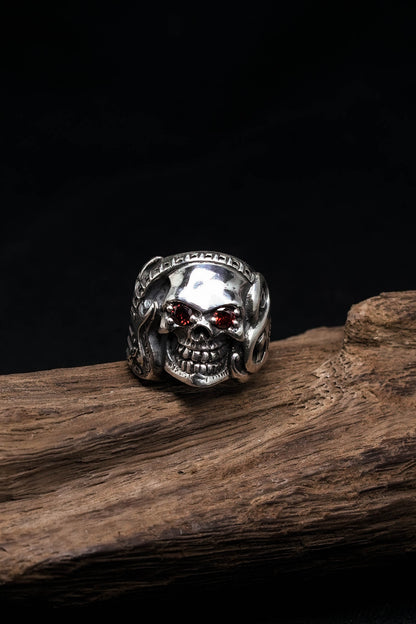 925 Sterling Silver Skull Skeleton Guitar Gothic Ring