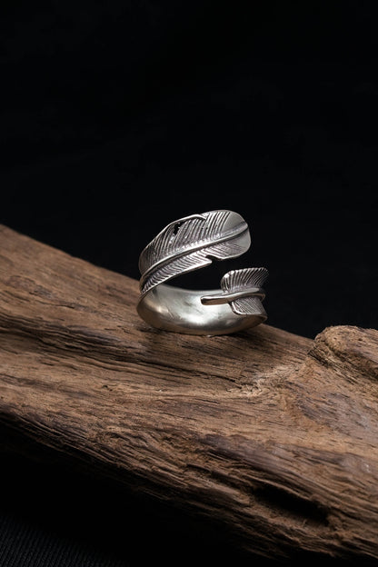 925 Sterling Silver Feather Ring 