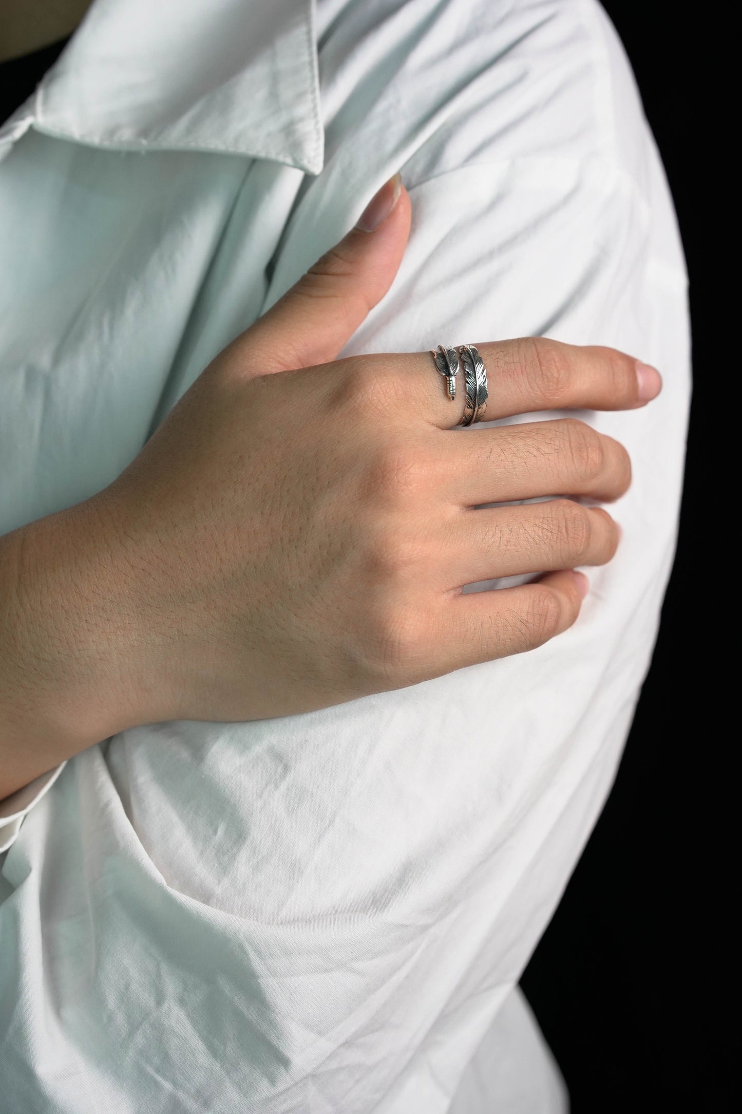 925 Sterling Silver Feather Ring