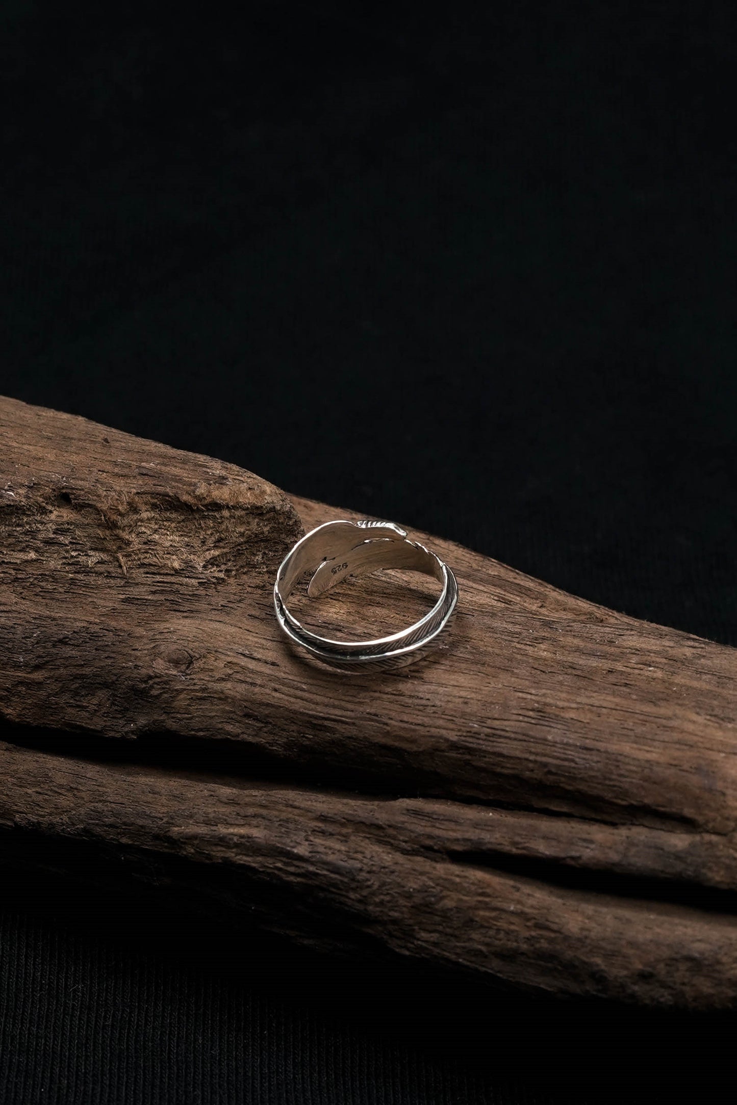 925 Sterling Silver Feather Ring