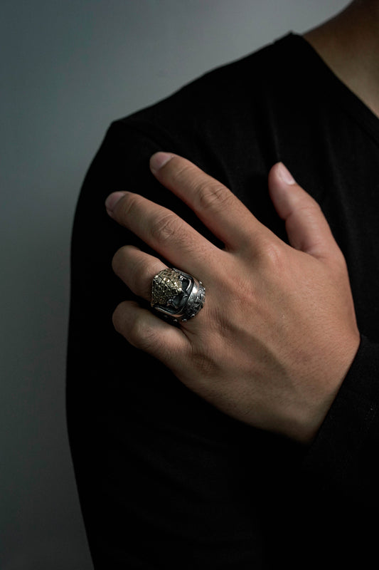 Retro 925 Silver Ring Gothic Mask Skull Men