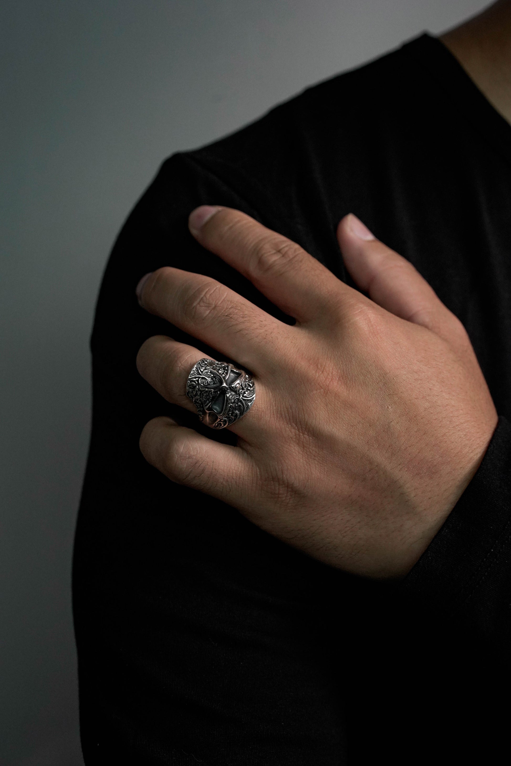 Vintage 925 Sterling Silver Gothic Skeleton Ring Rock