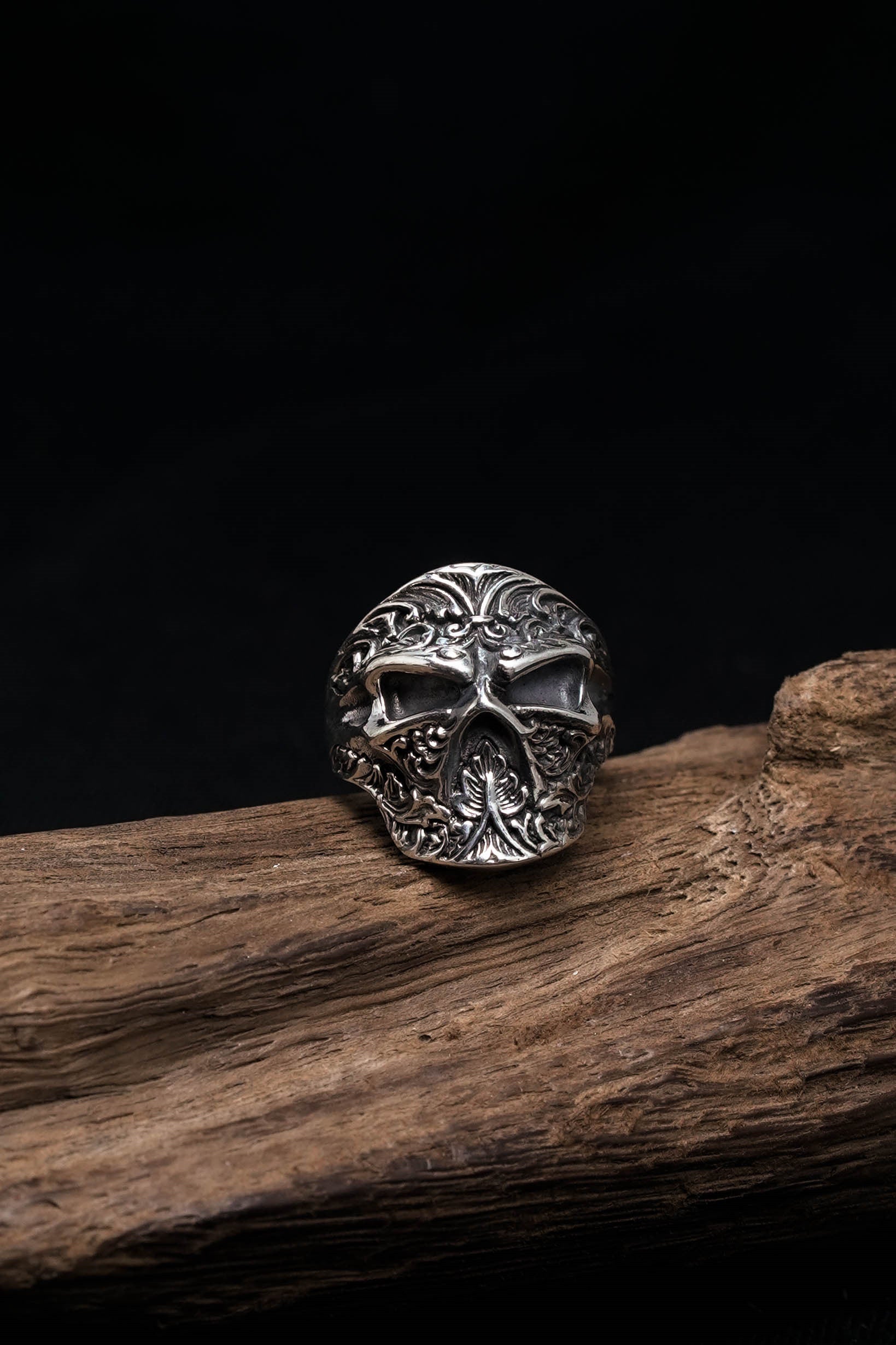 Vintage 925 Sterling Silver Gothic Skeleton Ring Rock