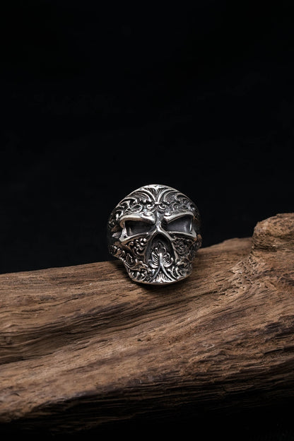 Vintage 925 Sterling Silver Gothic Skeleton Ring Rock