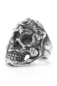Retro Silver Exaggerated Skull Rings