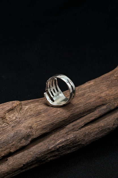 Retro 925 Sterling Silver Paw Hand Bone Ring