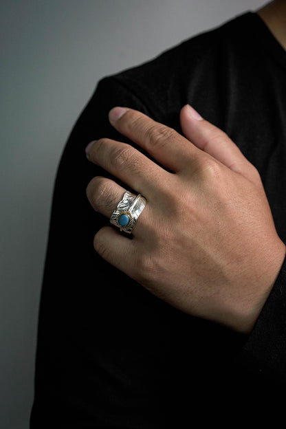 Turquoise Feather 925 Sterling Silver Ring