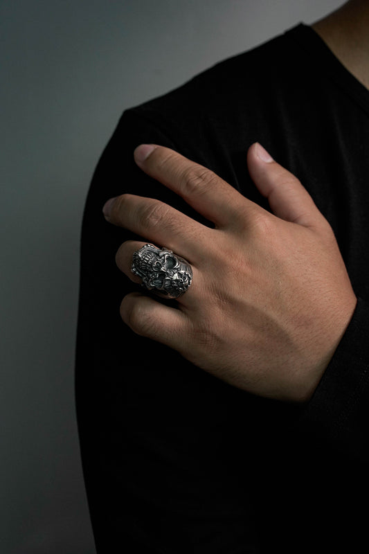 Retro Gothic Skull Silver Ring