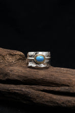 Load image into Gallery viewer, Turquoise Feather 925 Sterling Silver Ring
