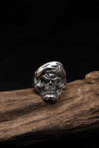 Navy Pirate Captain Retro Sterling Silver Skull Ring