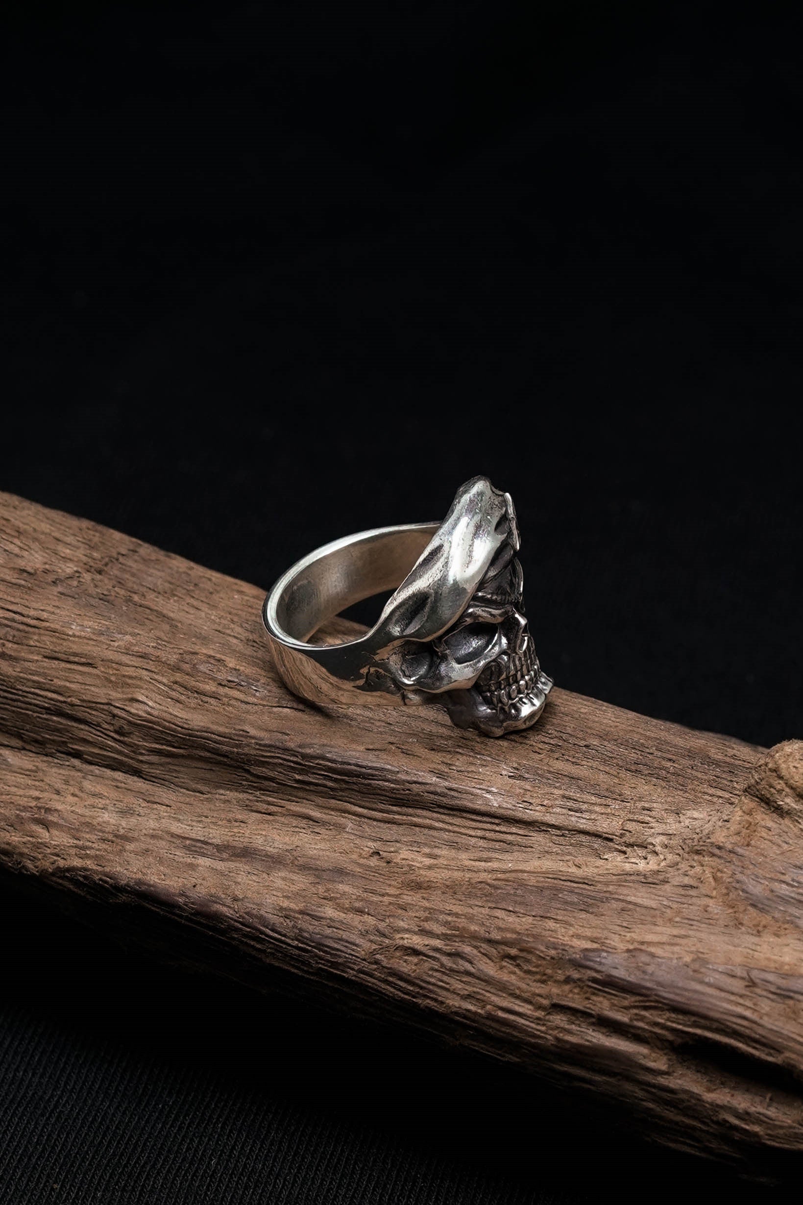 Navy Pirate Captain Retro Sterling Silver Skull Ring