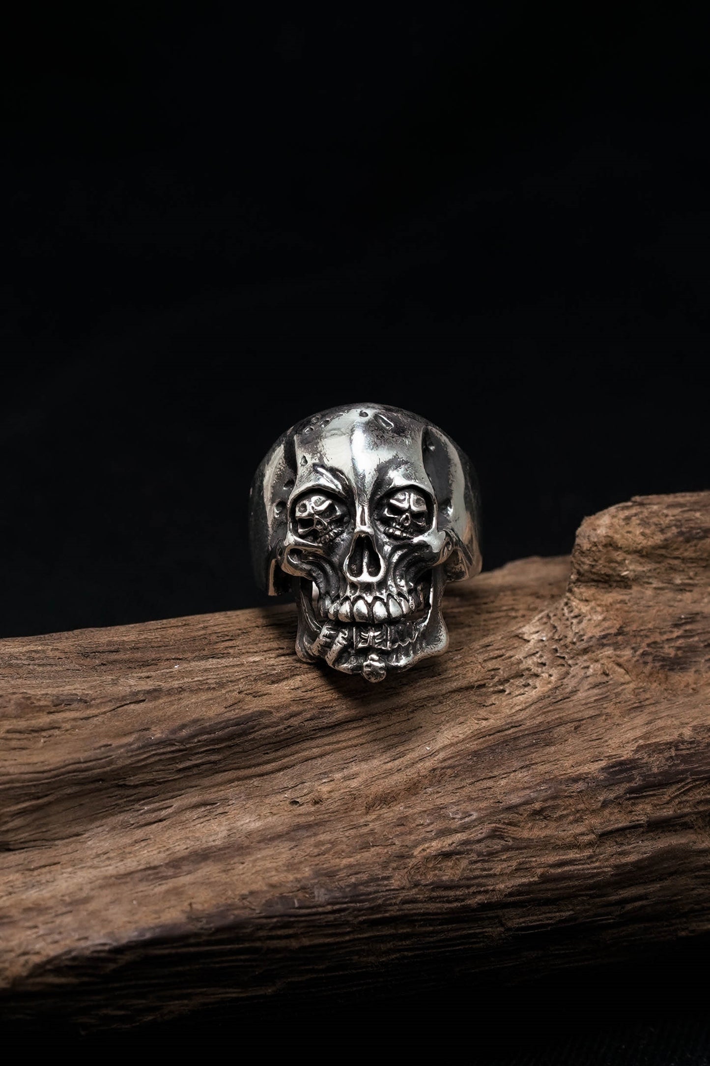 TS Handmade Silver Retro 925 Sterling Silver Skull Ring