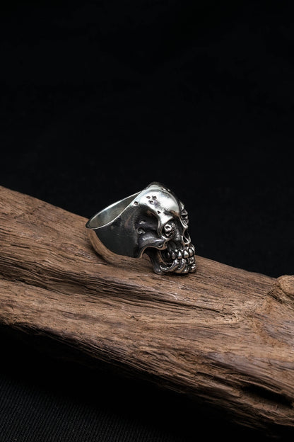 TS Handmade Silver Retro 925 Sterling Silver Skull Ring