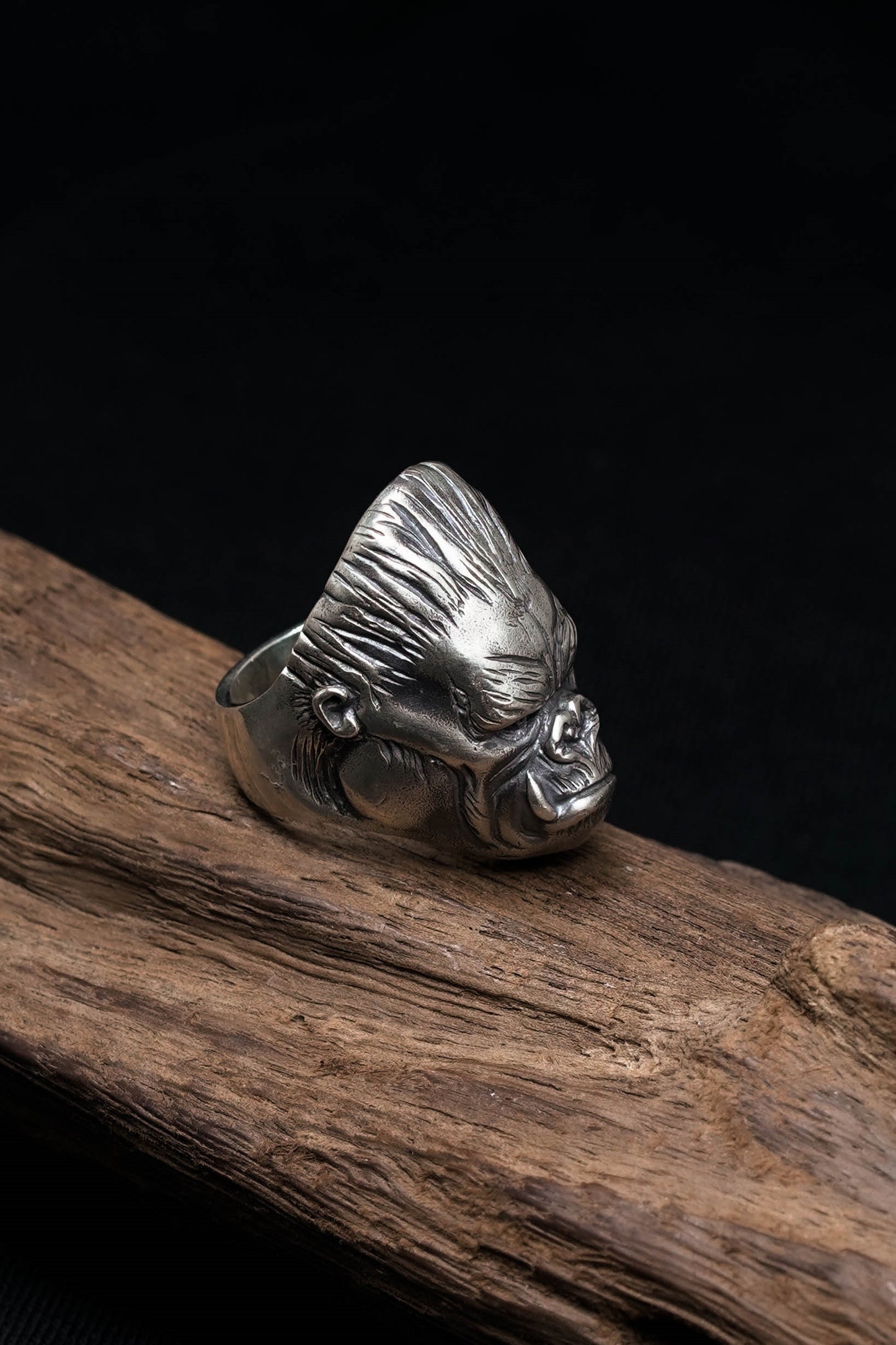 Retro 925 Sterling Silver King Kong Animal Ring for Women Men