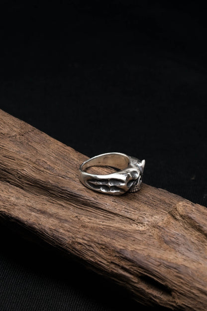 Retro Handmade Silver Vintage Flat Skull Ring