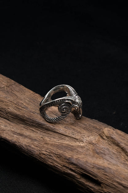 Vintage Rams Head Ring 925 Solid Sterling Silver
