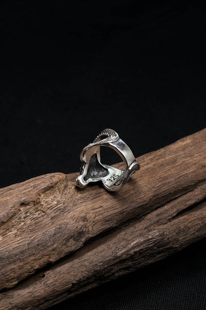 Vintage Rams Head Ring 925 Solid Sterling Silver