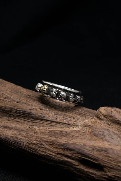 Retro Silver Skeleton Skull Ring
