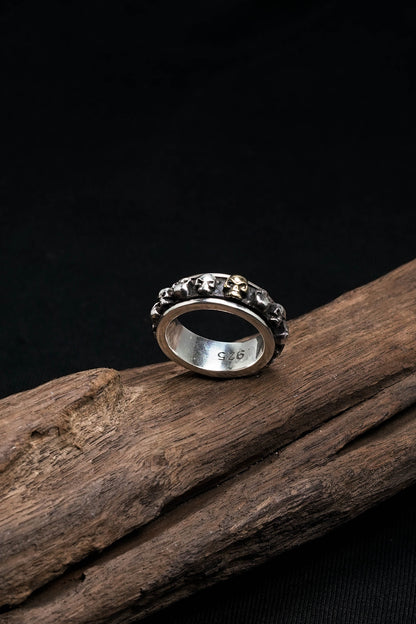 Retro Silver Skeleton Skull Ring